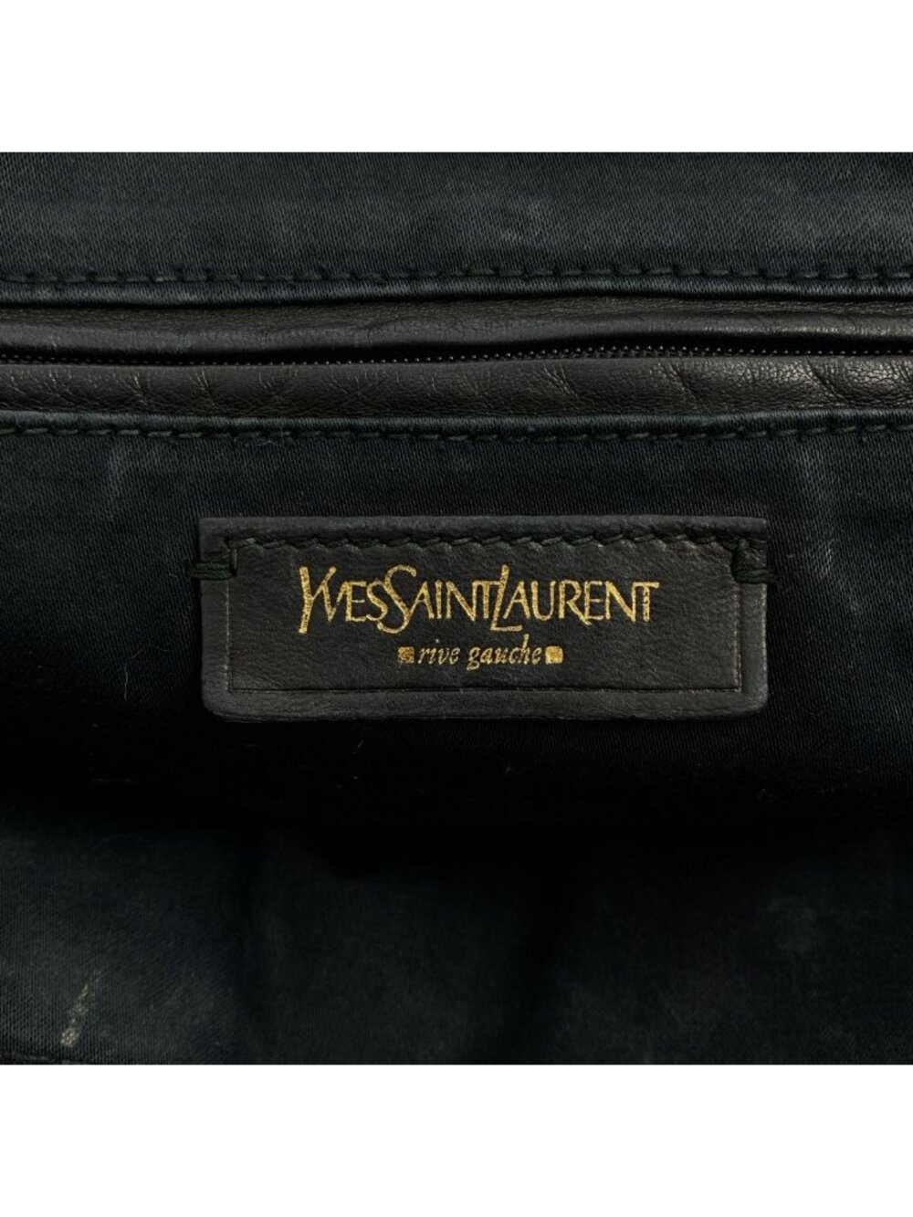 ★SOLD★ Saint Laurent Rive Gauche Downtown Patent Leather Logo Zip Handbag Black - Picture 6 of 8